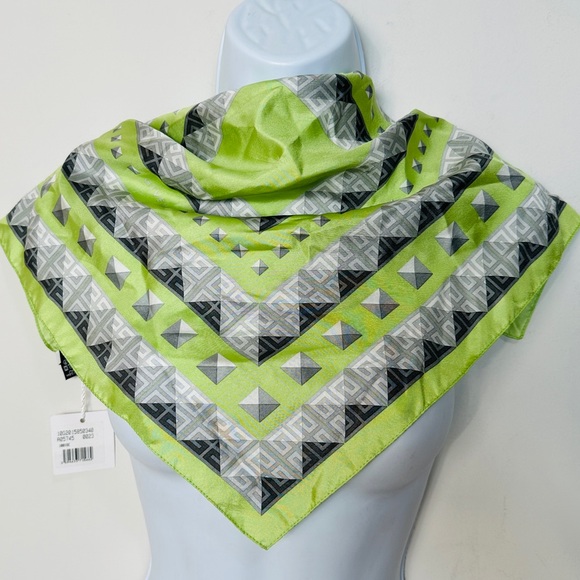 Pistachio Green G Logo Monogram Pure Silk Square Scarf By Givenchy - Picture 1 of 8